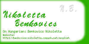 nikoletta benkovics business card